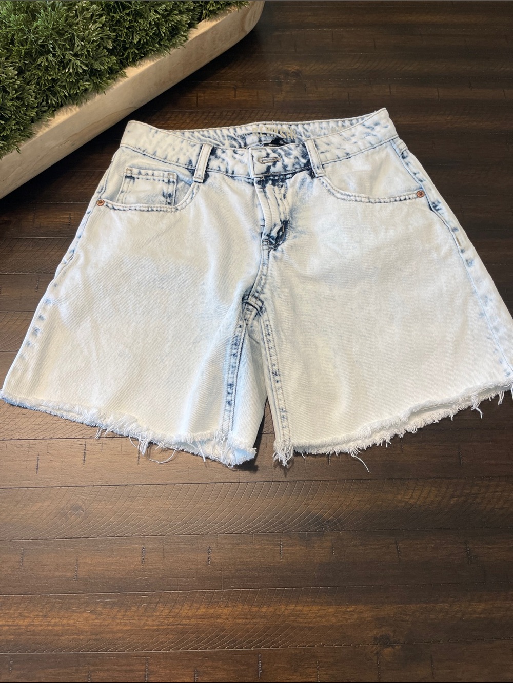 Rewash Light Blue Distressed Hem Denim Shorts